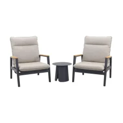 Van der Garde Tuinmeubelen - Premium VDG Solaro/Velora verstelbare loungestoelen set (3-delig) - Royal grey / Zand Outlet
