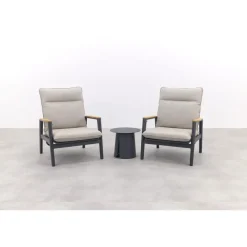 Van der Garde Tuinmeubelen - Premium VDG Solaro/Velora verstelbare loungestoelen set (3-delig) - Royal grey / Zand Outlet