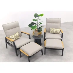 Van der Garde Tuinmeubelen - Premium VDG Solaro/Velora verstelbare loungestoelen set (3-delig) - Royal grey / Zand Outlet