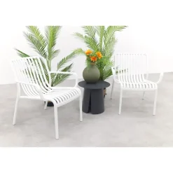 Van der Garde Tuinmeubelen - Premium VDG Stripe/Velora loungestoelen set (3-delig) - Wit/Royal grey Hot
