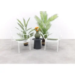 Van der Garde Tuinmeubelen - Premium VDG Stripe/Velora loungestoelen set (3-delig) - Wit/Royal grey Hot