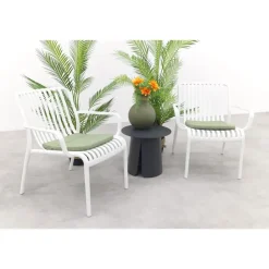 Van der Garde Tuinmeubelen - Premium VDG Stripe/Velora loungestoelen set (3-delig) - Wit/Royal grey Hot