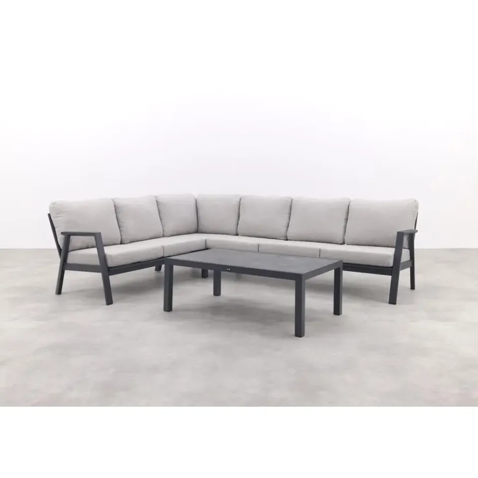 Van der Garde Tuinmeubelen - Premium VDG Viento/Atlanta hoek loungeset (4-delig) - Royal Grey/Antraciet Best