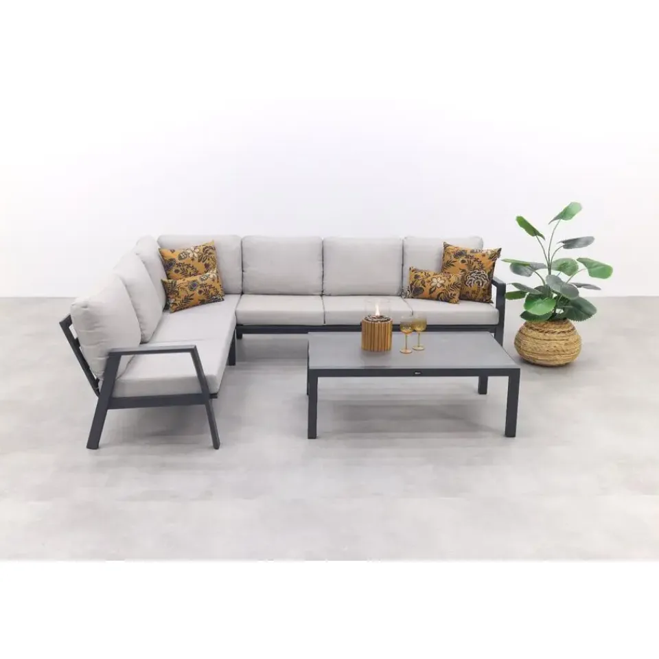 Van der Garde Tuinmeubelen - Premium VDG Viento/Atlanta hoek loungeset (4-delig) - Royal Grey/Antraciet Best