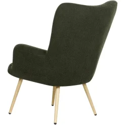 Beliani VEJLE II - Fauteuil met hocker - Donkergroen - Bouclé Discount