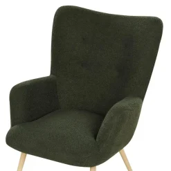 Beliani VEJLE II - Fauteuil met hocker - Donkergroen - Bouclé Discount