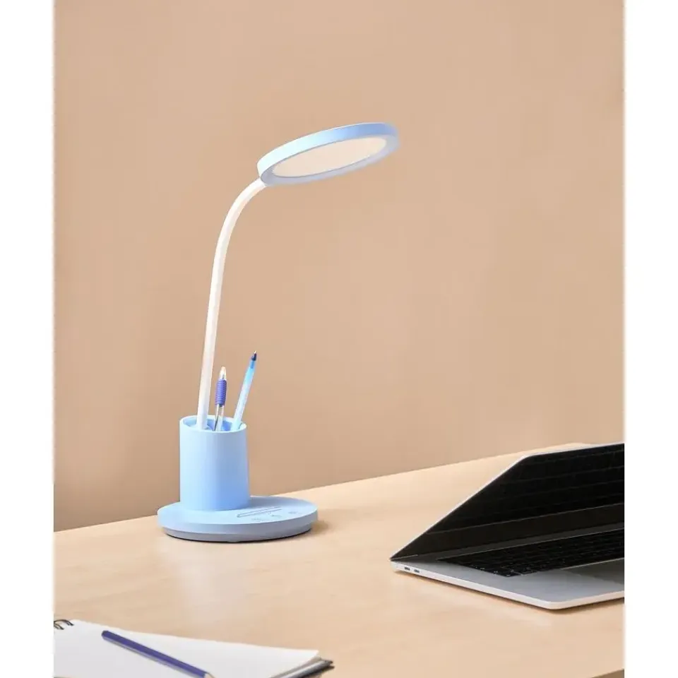 Leen Bakker VELA - Bureaulamp LED - Blauw - Synthetisch materiaal Sale