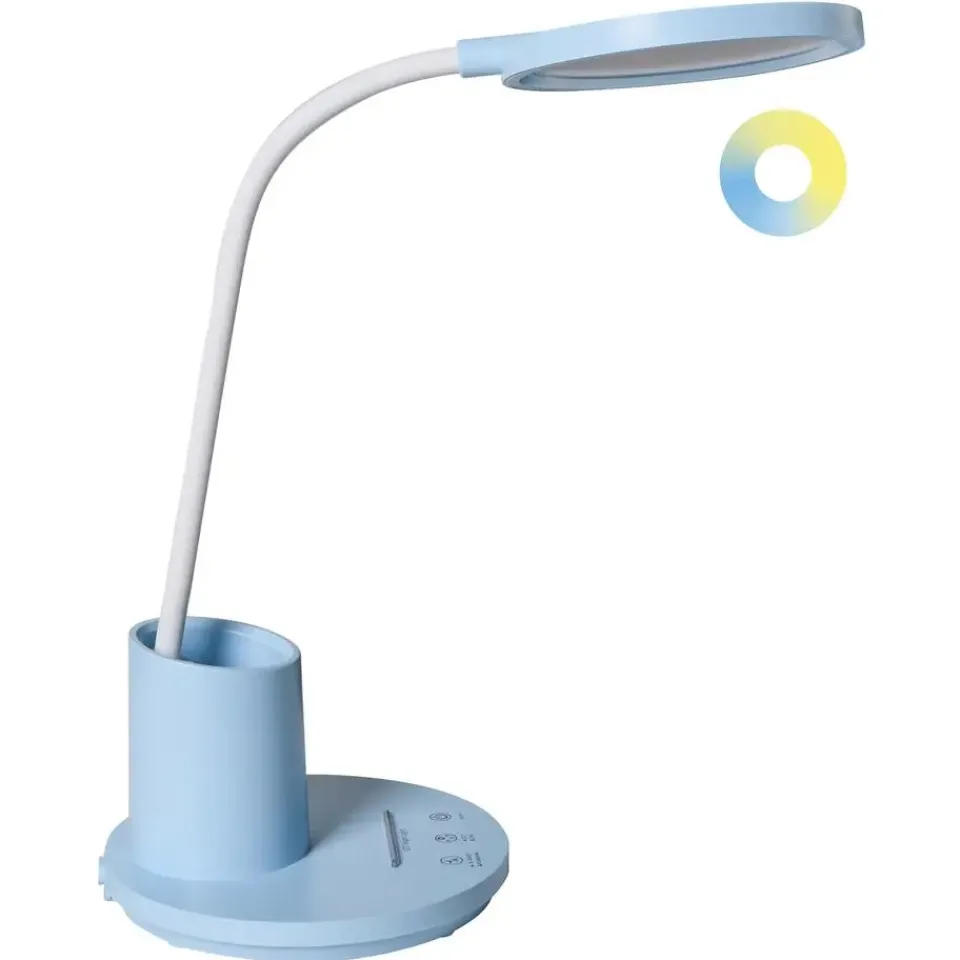 Leen Bakker VELA - Bureaulamp LED - Blauw - Synthetisch materiaal Sale