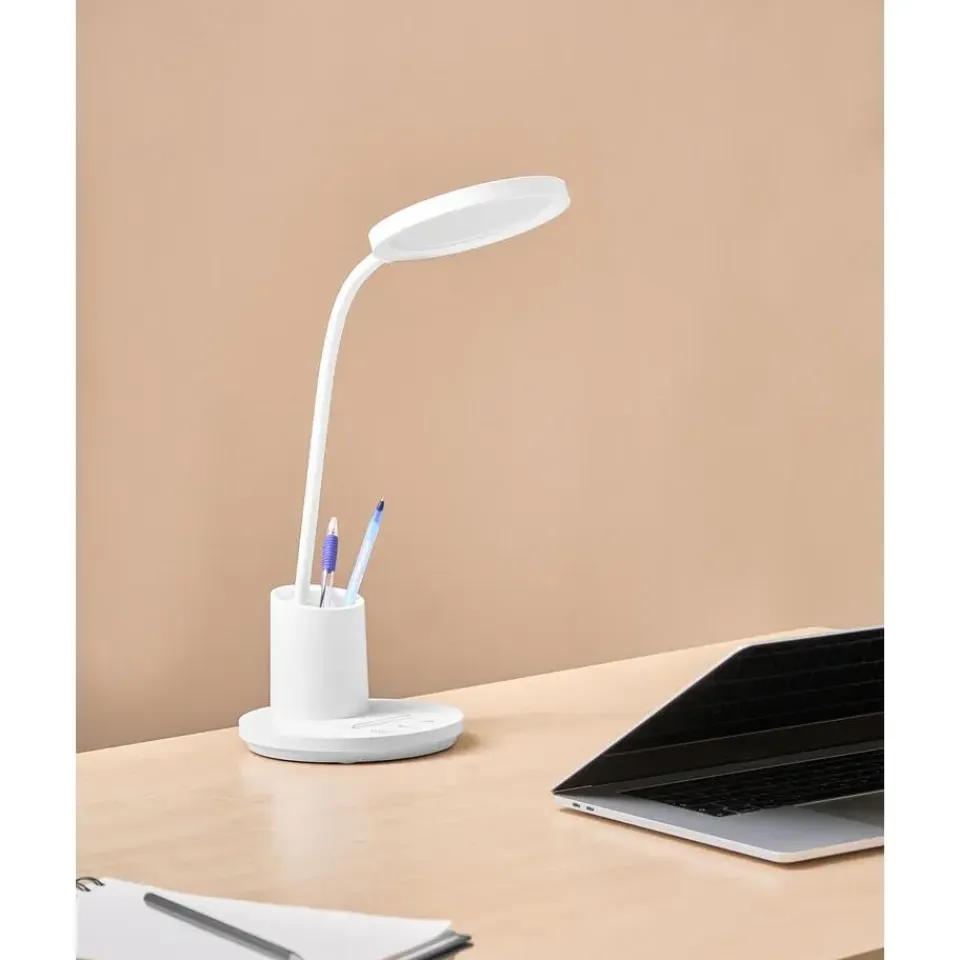 Leen Bakker VELA - Bureaulamp LED - Wit - Synthetisch materiaal Discount