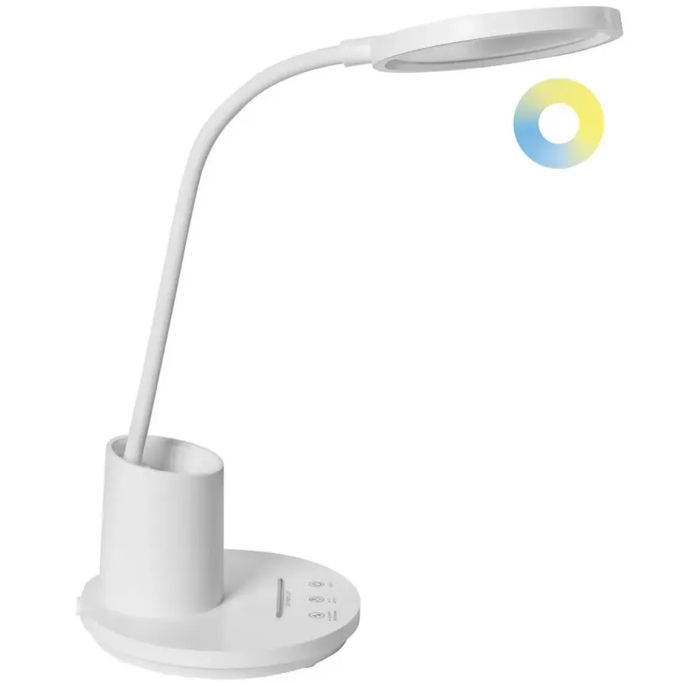 Leen Bakker VELA - Bureaulamp LED - Wit - Synthetisch materiaal Discount