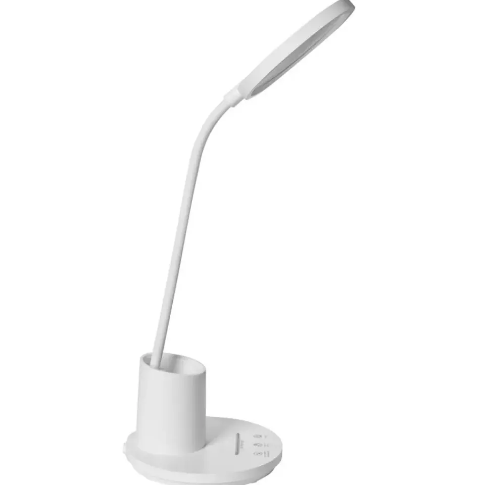 Leen Bakker VELA - Bureaulamp LED - Wit - Synthetisch materiaal Discount