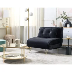 Beliani VESTFOLD - Slaapbank - Zwart - Fluweel New