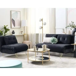 Beliani VESTFOLD - Slaapbank - Zwart - Fluweel New