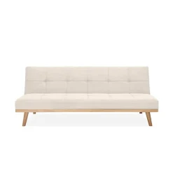 Dorel Home Vicky - 3-zits slaapbank met houten poten / crèmekleurige stof