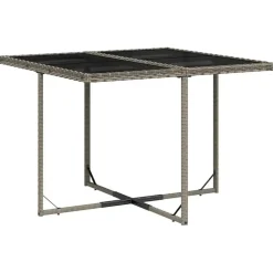 vidaXL - 9 delige Tuinset donkergrijs kussens 4 krukken - PE rattan - 110x106 cm Hot
