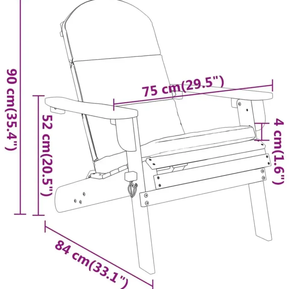 vidaXL - Adirondack tuinstoel - Kussens - Bruin - Acaciahout - 75x84x90 cm New