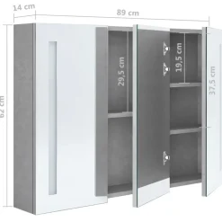 vidaXL - Badkamerkast - Grijs - MDF - 89 x 14 x 62 cm New