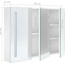 vidaXL - Badkamerkast - Wit - MDF - 89 x 14 x 62 cm New