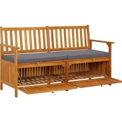 vidaXL - Bank - Grijs - Hout - 148 x 62 x 84 cm Discount