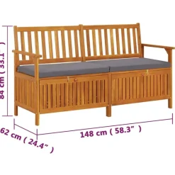 vidaXL - Bank - Grijs - Hout - 148 x 62 x 84 cm Discount