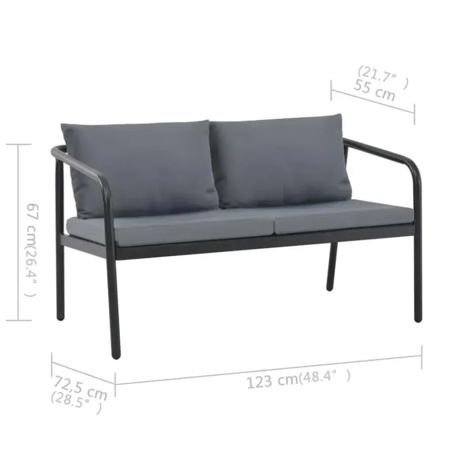 vidaXL - Bank - Grijs - Metaal Clearance