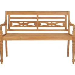 vidaXL - Bank Batavia met grijs kussen - Teakhout - 120x51.5x84 cm New