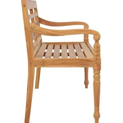 vidaXL - Bank Batavia met grijs kussen - Teakhout - 120x51.5x84 cm New