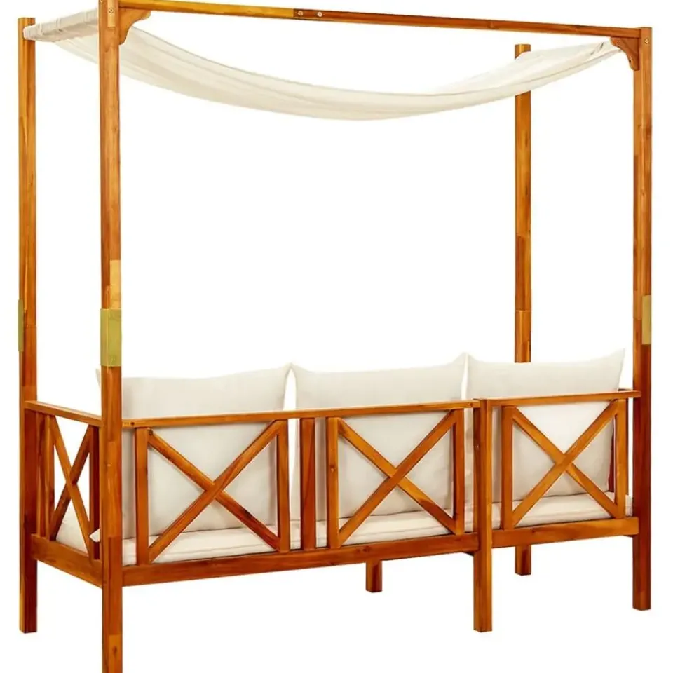 vidaXL - Bankje - Crème - Acaciahout