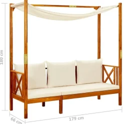 vidaXL - Bankje - Crème - Acaciahout