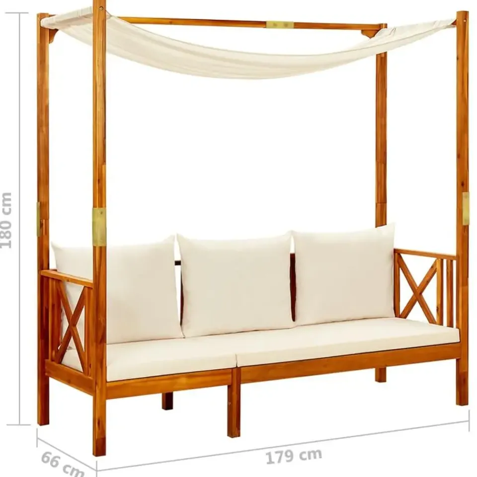 vidaXL - Bankje - Crème - Acaciahout