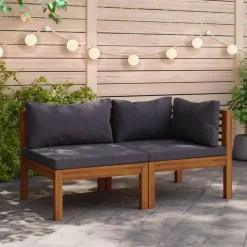 vidaXL - Bankstel - Grijs - Acaciahout Clearance