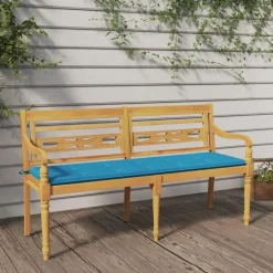 vidaXL - Batavia Tuinbank met blauw kussen - Teakhout - 150x51.5x84 cm Online