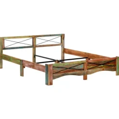 vidaXL - Bed frame - Multikleur - Massief gerecycled hout - 180x200 cm Outlet