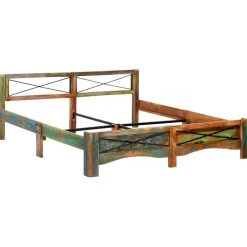 vidaXL - Bed frame - Multikleur - Massief gerecycled hout - 180x200 cm Outlet