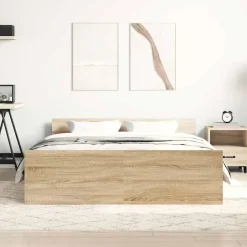 vidaXL - Bed frame met hoofd- en voeteneinde - sonoma eikenkleur - 140x200 cm Best