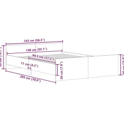 vidaXL - Bed frame met hoofd- en voeteneinde - sonoma eikenkleur - 140x200 cm Best