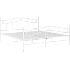 vidaXL - Bed frame met hoodfbord en lattenbodem - Wit - Metaal - 140x200 cm Hot