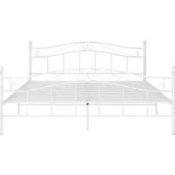 vidaXL - Bed frame met hoodfbord en lattenbodem - Wit - Metaal - 140x200 cm Hot