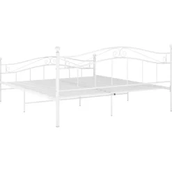 vidaXL - Bed frame met hoodfbord en lattenbodem - Wit - Metaal - 140x200 cm Hot