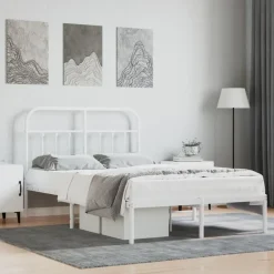 vidaXL - Bed frame met hoofdbord - Wit - Metaal - 120x200 cm New