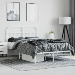 vidaXL - Bed frame met hoofdbord - Wit - Metaal - 120x200 cm New