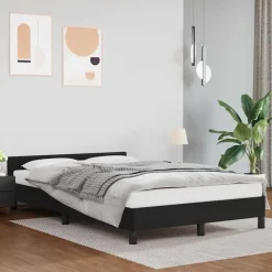 vidaXL - Bed frame met hoofdeinde zonder matras - Zwart - Kunstleer - 120x200 cm Sale