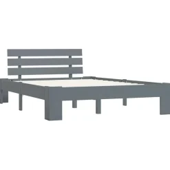vidaXL - Bed frame met hoofdbord - Grijs - Massief grenenhout - 120x200 cm Online