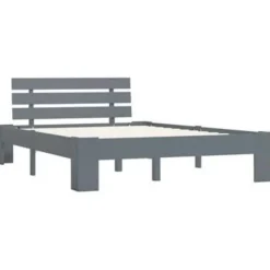 vidaXL - Bed frame met hoofdbord - Grijs - Massief grenenhout - 120x200 cm Online
