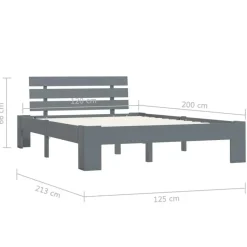 vidaXL - Bed frame met hoofdbord - Grijs - Massief grenenhout - 120x200 cm Online