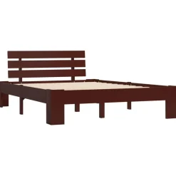 vidaXL - Bed frame met hoofdbord - Donkerbruin - Massief grenenhout - 120x200 cm Discount