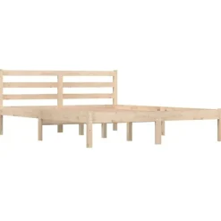 vidaXL - Bed frame met hoofdeinde - Naturel - Massief grenenhout - 140x190 cm Online