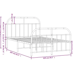 vidaXL - Bed frame met hoofd- en voeteneinde - Wit - Metaal - 120x200 cm Online