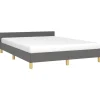 vidaXL - Bed frame met hoofdeinde - Donkergrijs - Stof - 140 x 200 cm Hot