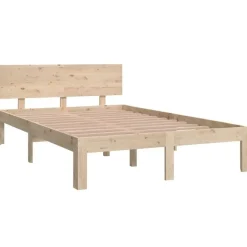 vidaXL - Bed frame met hoofbord - Naturel - Massief grenenhout - 120x190 cm Online
